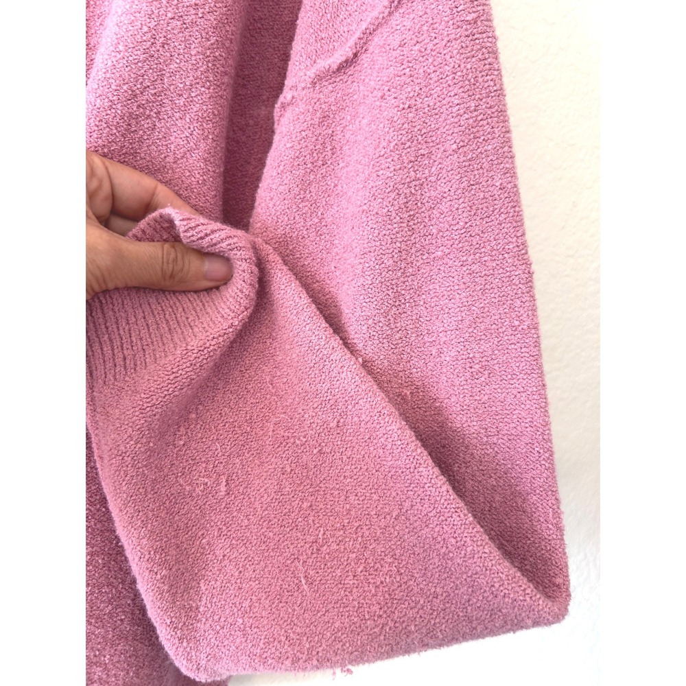 Free‎ People Boho Pink V-Neck Textured Boucle Knit Oversized Sweater SZ M - Picture 4 of 8